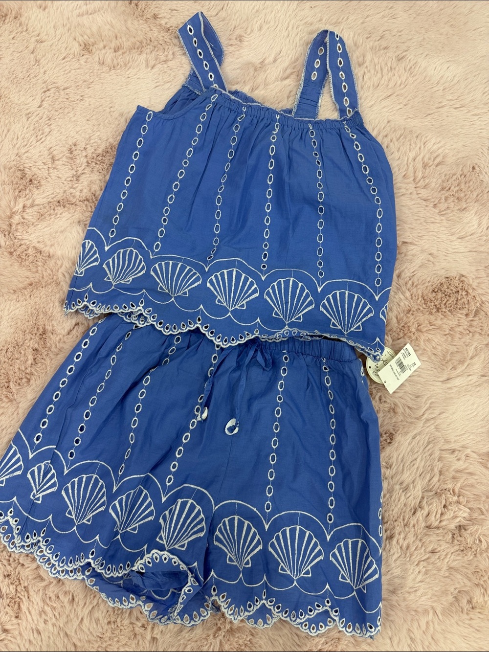 Cato Blue Embroidered Shell Two-Piece Camisole Set